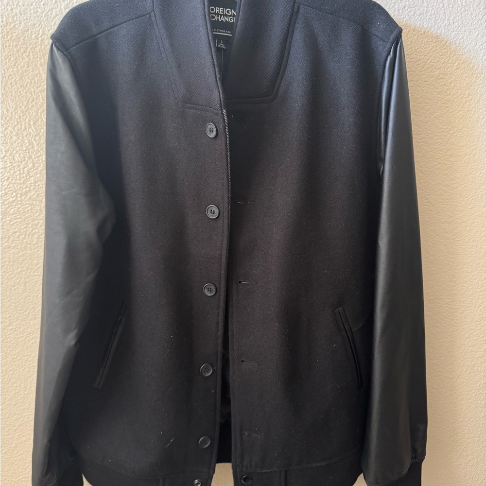 Foreign Exchange Black Jacket with Leather Accents